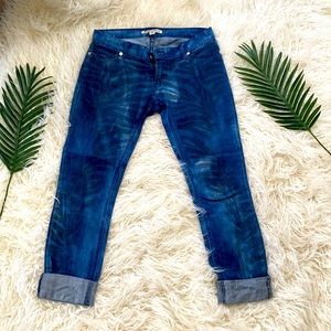 Andrew Charles denim jeans with leaf print